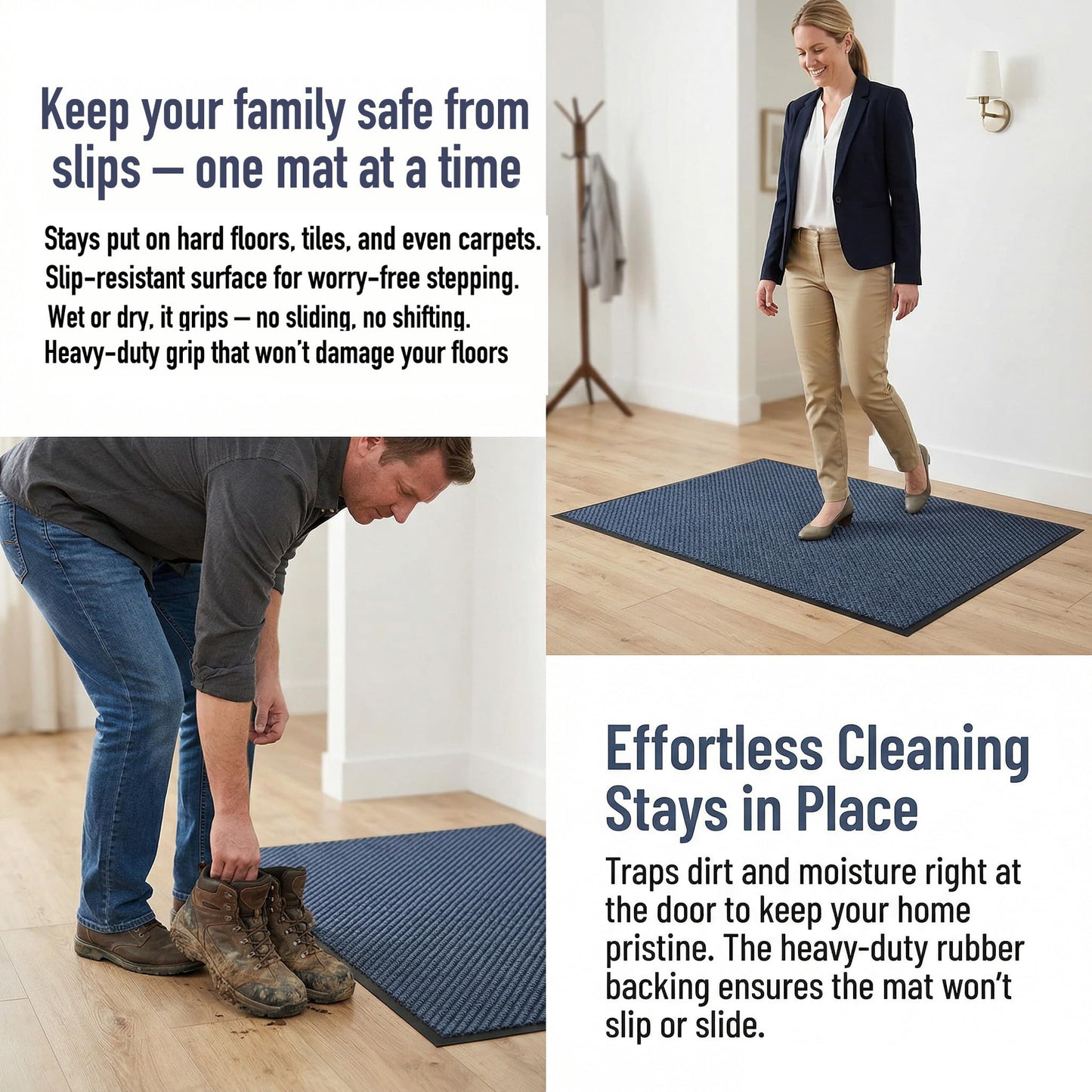 Heavy Duty Doormat for High Traffic Entryways All Weather Door Floor Mat with Ultra Grip PVC Backing Non Slip Welcome Mat for Patio, Entry, Indoor Outdoor Cold Gray 48x96 Inch