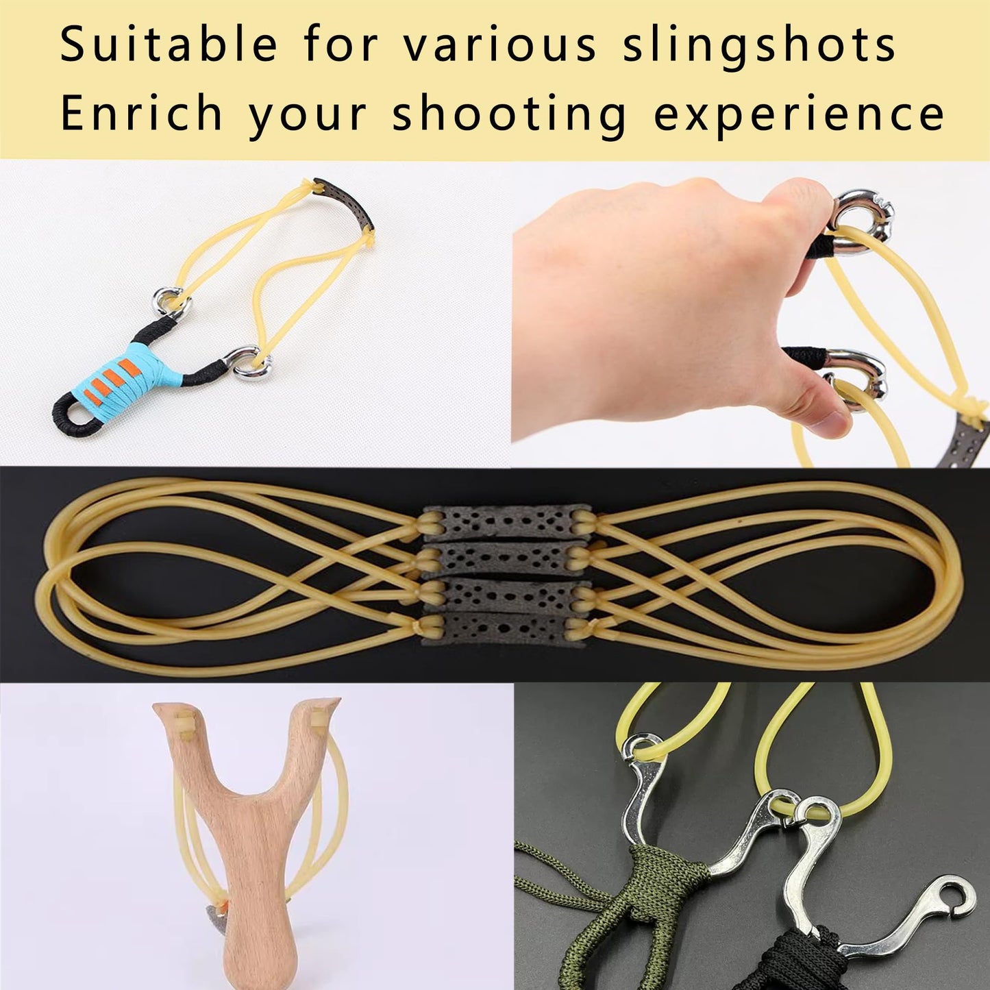 Zhoryengar 10Pcs Slingshot Replacement Bands Heavy Pull Slingshot Tubular Rubber Bands for Hunting Catapults Outdoor Shooting