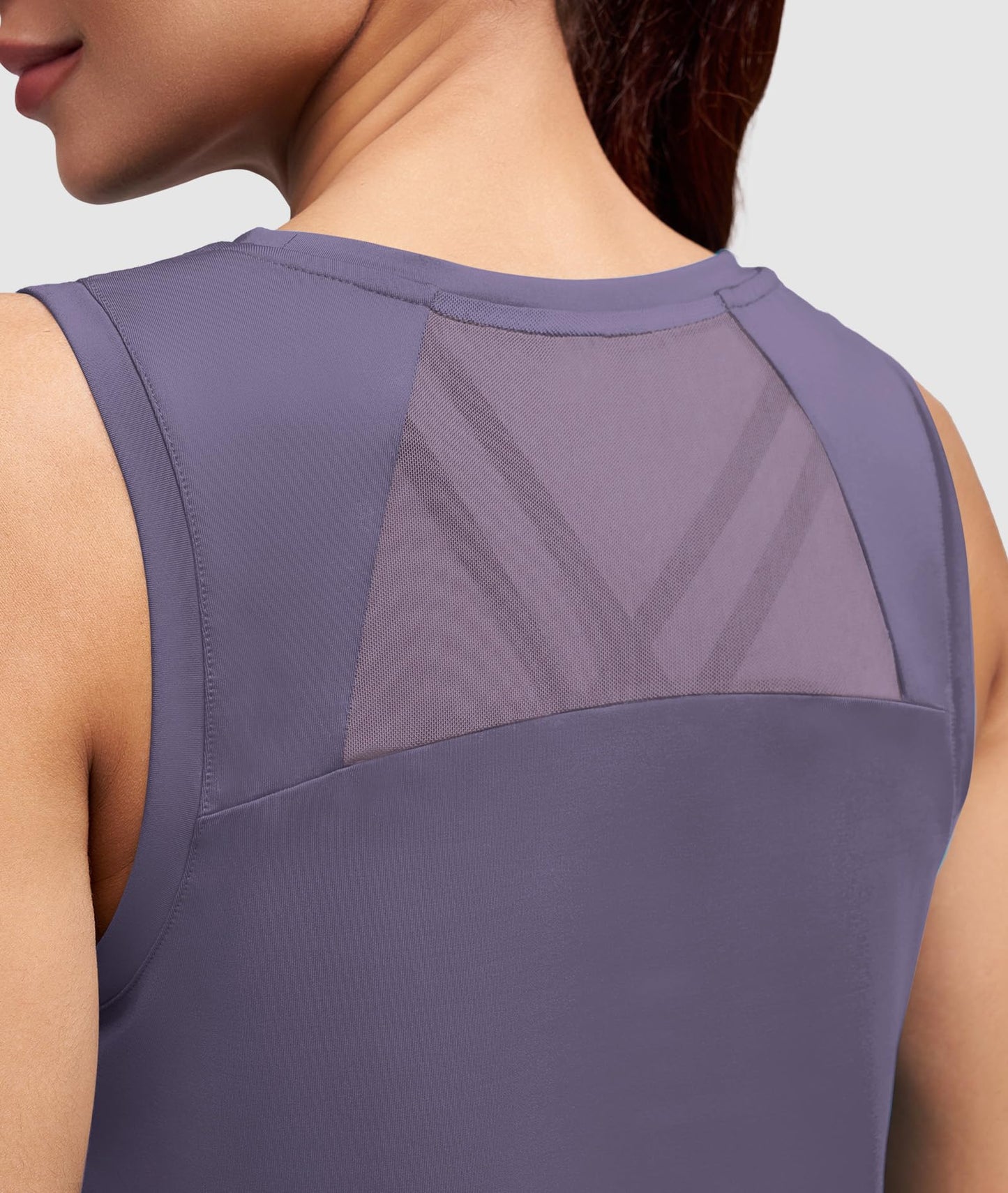 Womens Workout Tops Open Back High Neck Tank Tops for Women Wide Strap Athletic Gym Clothes Running Shirts Pilates Outfits Purple L
