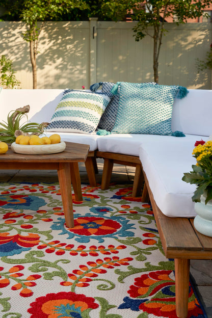 Nourison Home Aloha Multicolor 9'6" x 13' Area Rug - Easy Clean, Non Shedding, Bed Room, Living Room, Dining Room, Kitchen (10' x 13')
