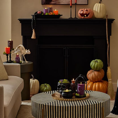 Luminara - Flameless Battery Operated Taper Candle - Harvest Pumpkin - Pack of 1-1x9.5 - LED Flickering Flame - Realistic Safe for Home Kids and Pets