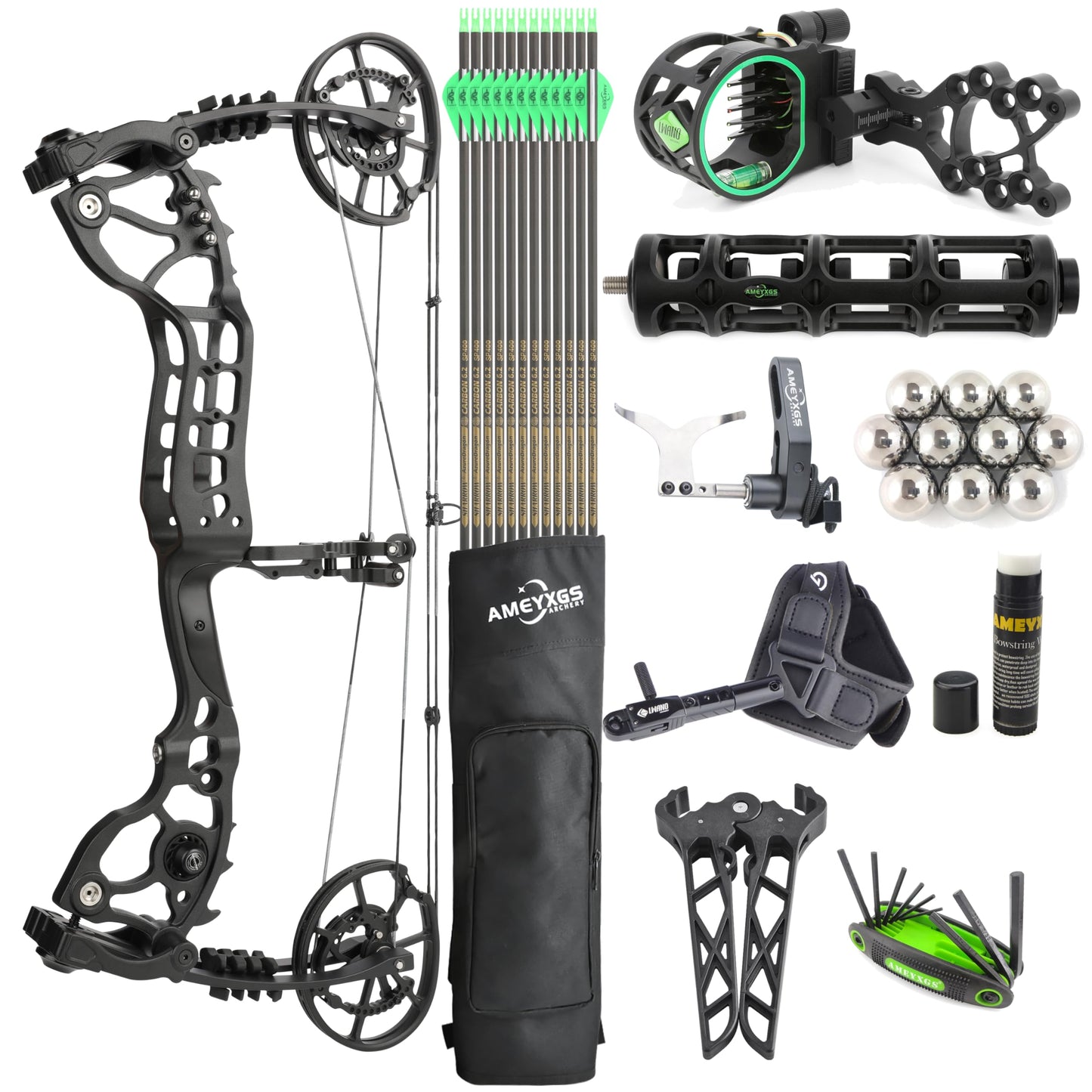 AMEYXGS Archery Compound Bow and Arrow Set | 20-70 LBS Adjustable Draw Weight | Arrow & Steel Ball Shooting | All-in-One Solution for Beginners to Pro Archers (Steelball and Arrow Set)