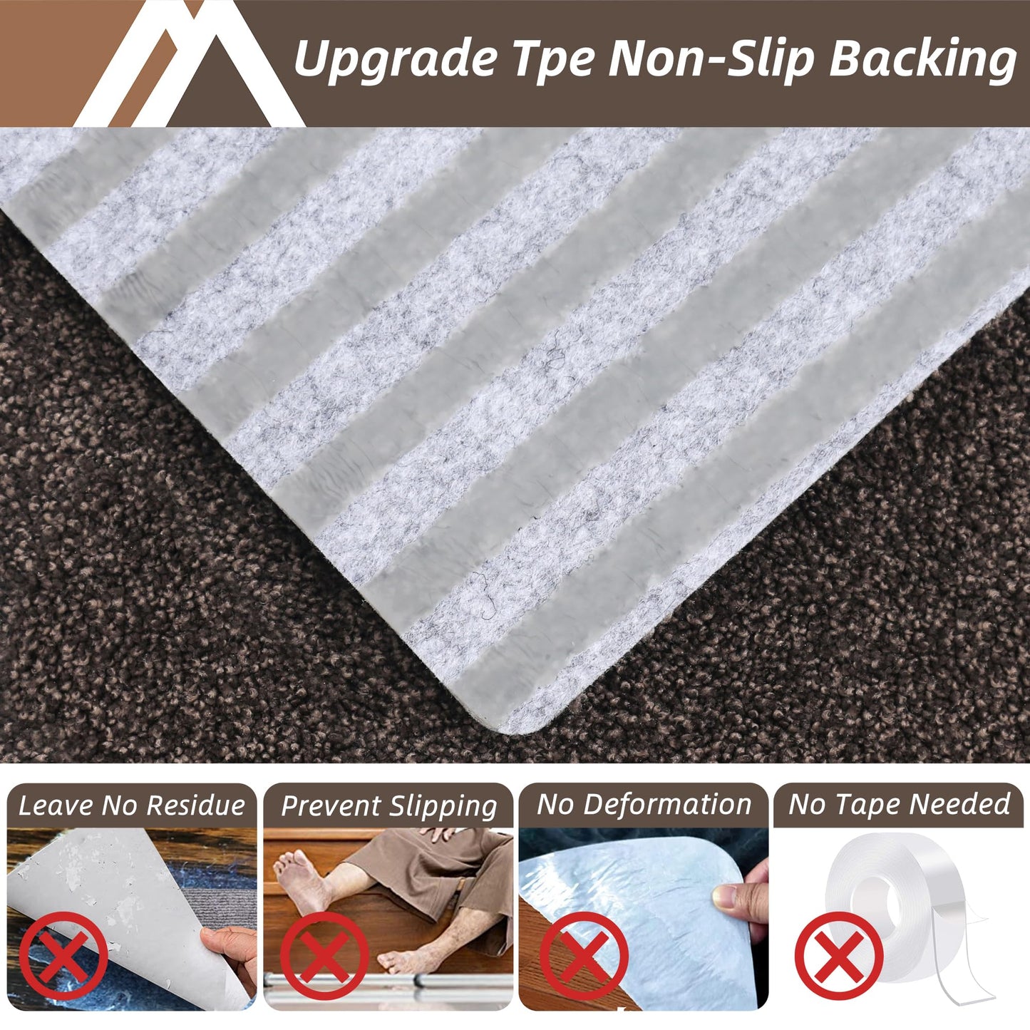 COSY HOMEER Stair Treads Non-Slip 15pcs Carpet Mat 28inX9in Indoor Stair Runners for Wooden Steps, Stair Rugs for Kids and Dogs, 100% Polyester TPE Backing Brown Protect Floor