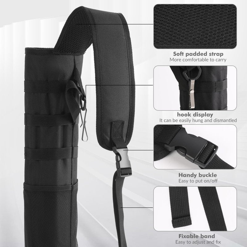 karamagic Archery Lightweight Back Arrow Quiver Dual Use Foldable Compact Hip Arrows Bag with Molle System and Pocket,2pcs Round Arrow Holders