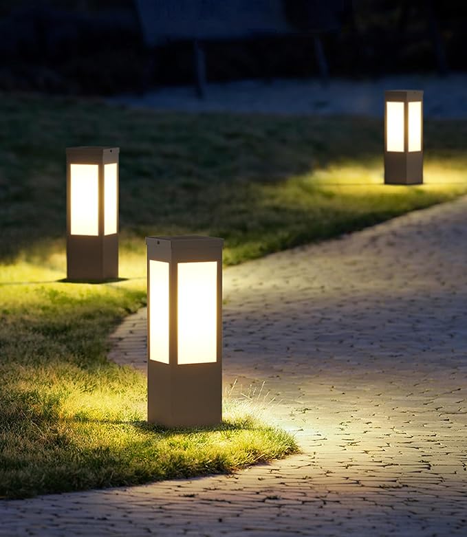 Outdoor Landscape Path Light E26 Bollard Lighting Fixture IP54 Waterproof Pathway Light with Stainless Steel Garden Floor Lamp Outdoor Walkway Lights for Lawn Courtyard Driveway Decoration