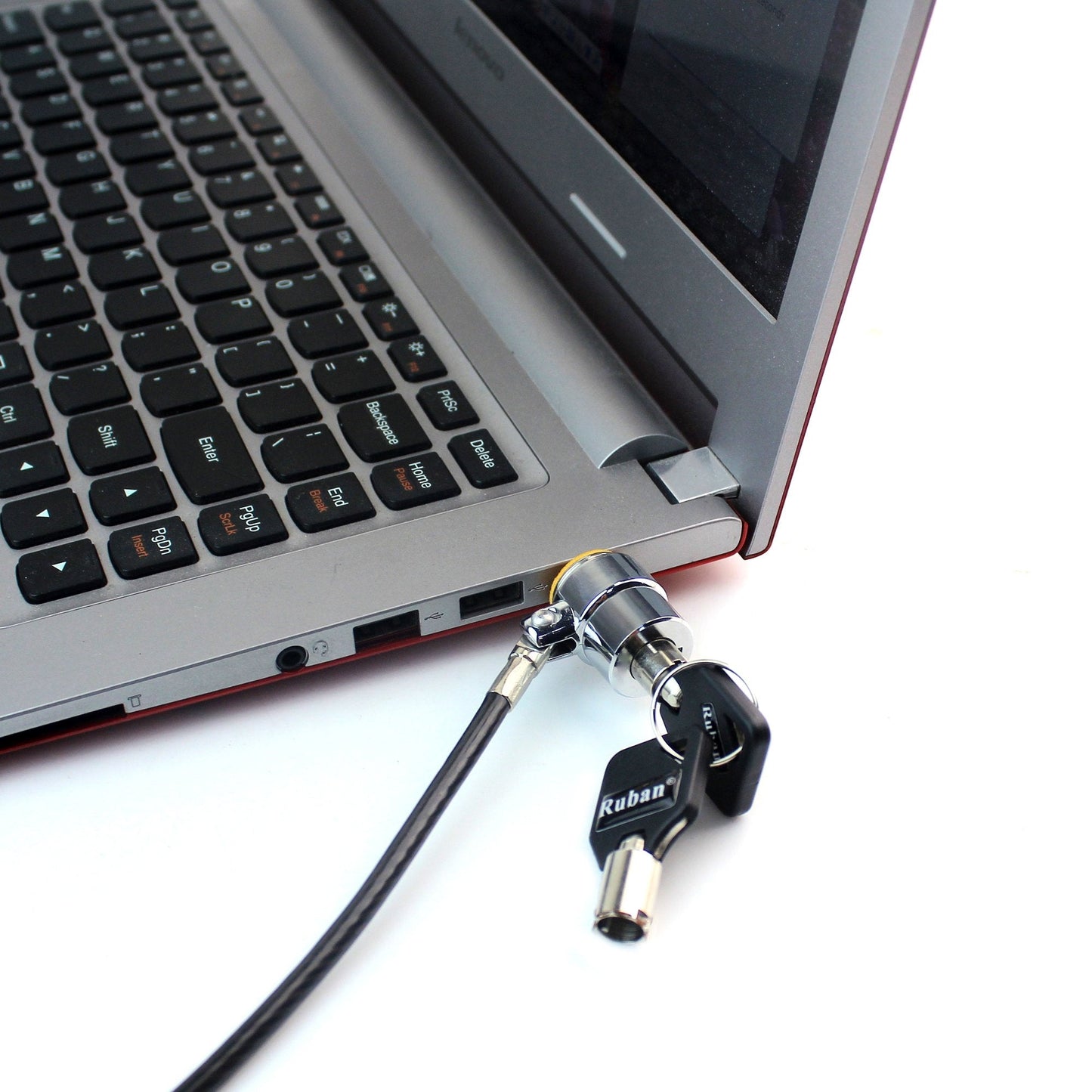 RUBAN Notebook Lock and Security Cable (PC/Laptop) Two Keys 6.2 Foot (Black) only fit Security Slot 1/4 * 1/8 in (7x3mm)