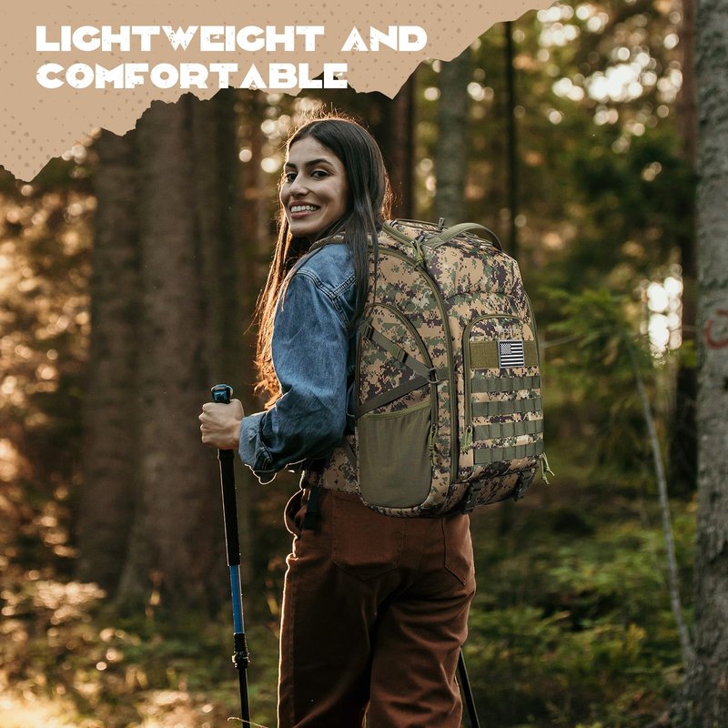 Maelstrom Tactical Backpack for Men, Water Resistant 40L Military Backpack, for Hiking, Camping, Gym with Molle System (Camouflage Green)