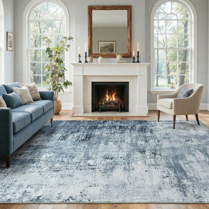 6x9 Ft Large Area Rugs for Living Room, Soft Non-Slip Washable Rugs Modern Abstract Pattern Carpet for Bedroom Indoor Floor Nursery Home Decor (Blue)