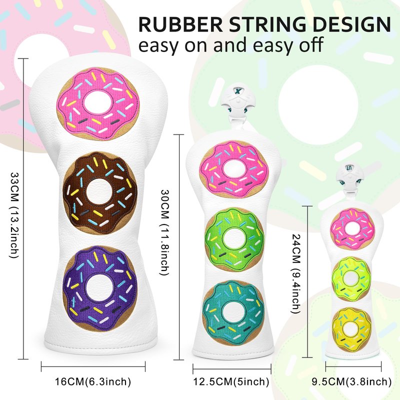 Golf Club Head Covers - Golf Driver Headcover/ 3 Wood Fairway Cover/Hybrid Headcover Head Covers - Donuts Style Premium Leather Driver Fairway Wood Rescue Head Covers Rotatable (for Fairway(1pc))