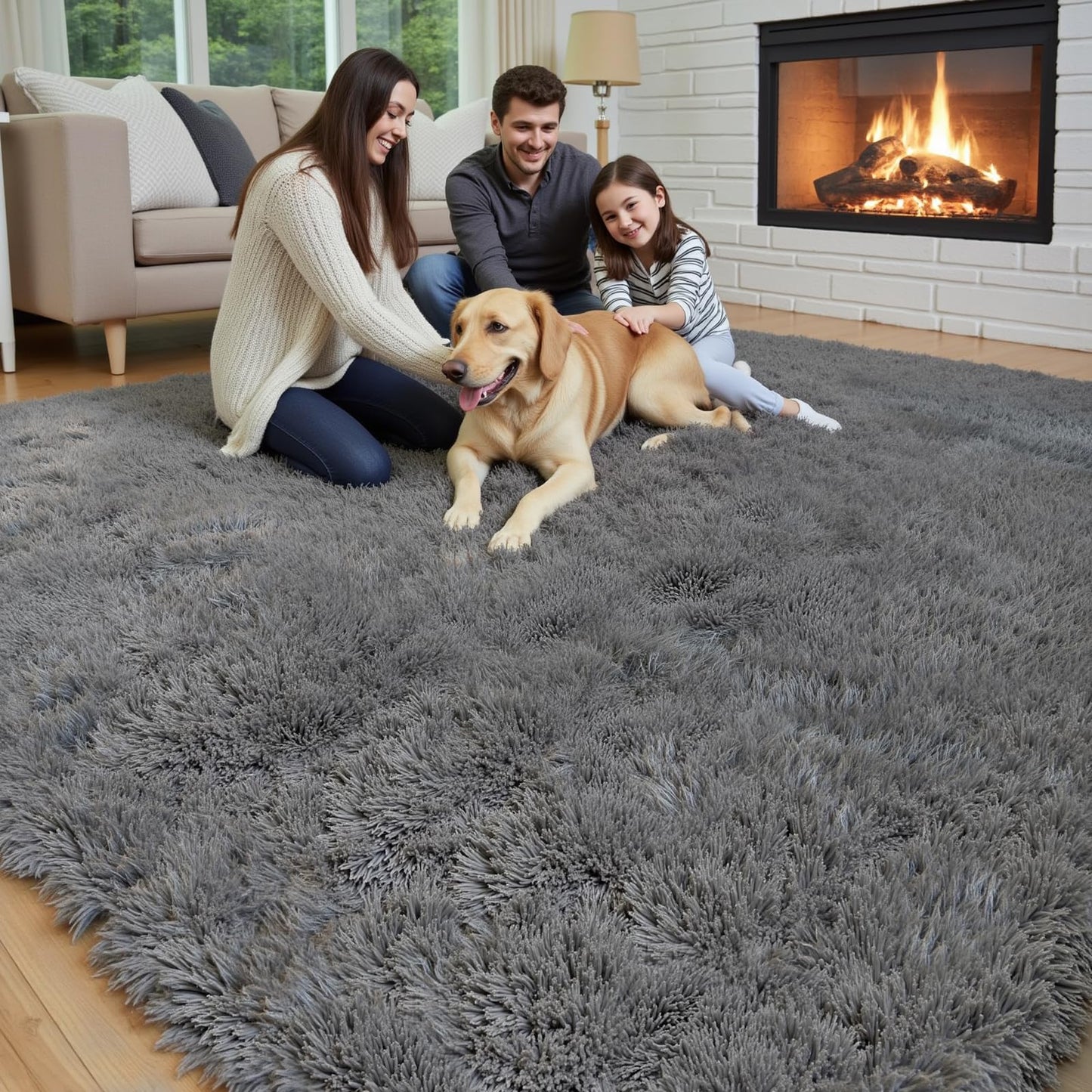 3x5 Rug, Bedside Preppy Dorm Area Rug, College Essentials Small Carpets for Bedroom, Anti Slip Grey Living Room Rugs Home Decor (Dark Grey, 3x5 Feet)
