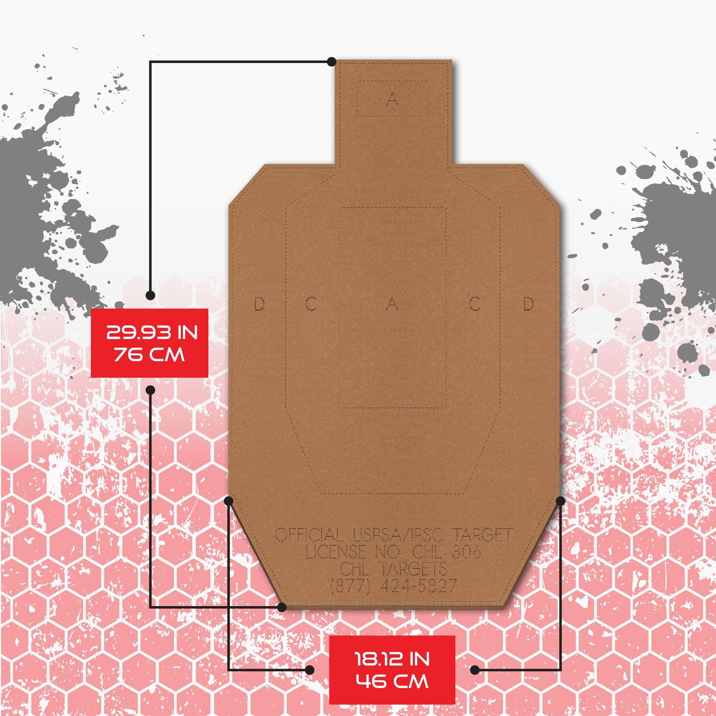 100 Official USPSA Cardboard Targets, Competition Torso, Full Size USPSA Cardboard Targets, Silhouette Shooting Target, Rifles, Handguns, & Shotguns, (100 Target Pack, USPSA)
