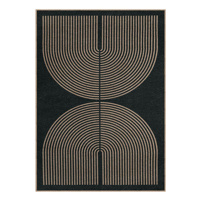 Lahome Modern Rainbow Easy Jute Carpet, Washable 5x7 Area Rugs for Living Room Patio Black Farmhouse Indoor Outdoor Rugs, Contemporary Natural Non Slip Floor Carpet for Office RV Backyard