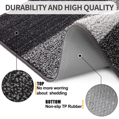 Kitinjoy Indoor Outdoor Door Mat, 36x24 Non-Slip Absorbent Dirt Trapper, Low-Profile Washable Inside Entrance Front Floor Mat, Sturdy Soft Entry Doormats for Entryway, Grey