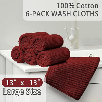 VOOVA & MOVAS Red Washcloths, Bath Hand Towels Set