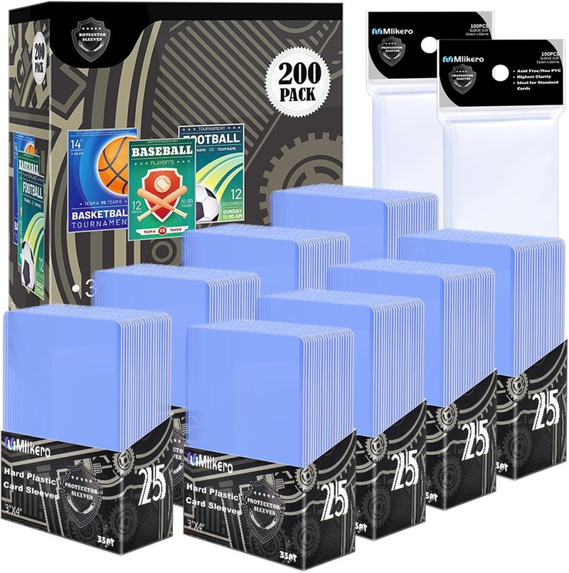 Card Shipping Protectors - 120 Pack with 200 Hard Card Sleeves & 200 Clear Sleeves for Safe Storage
