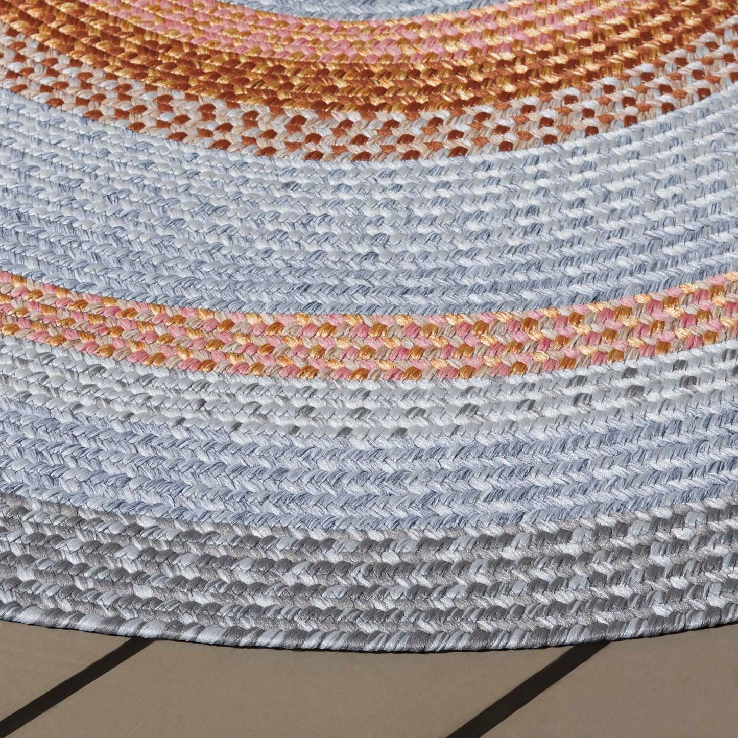 SAFAVIEH Braided Indoor/Outdoor Washable Round Rug 3', Grey & Rust BRD314G