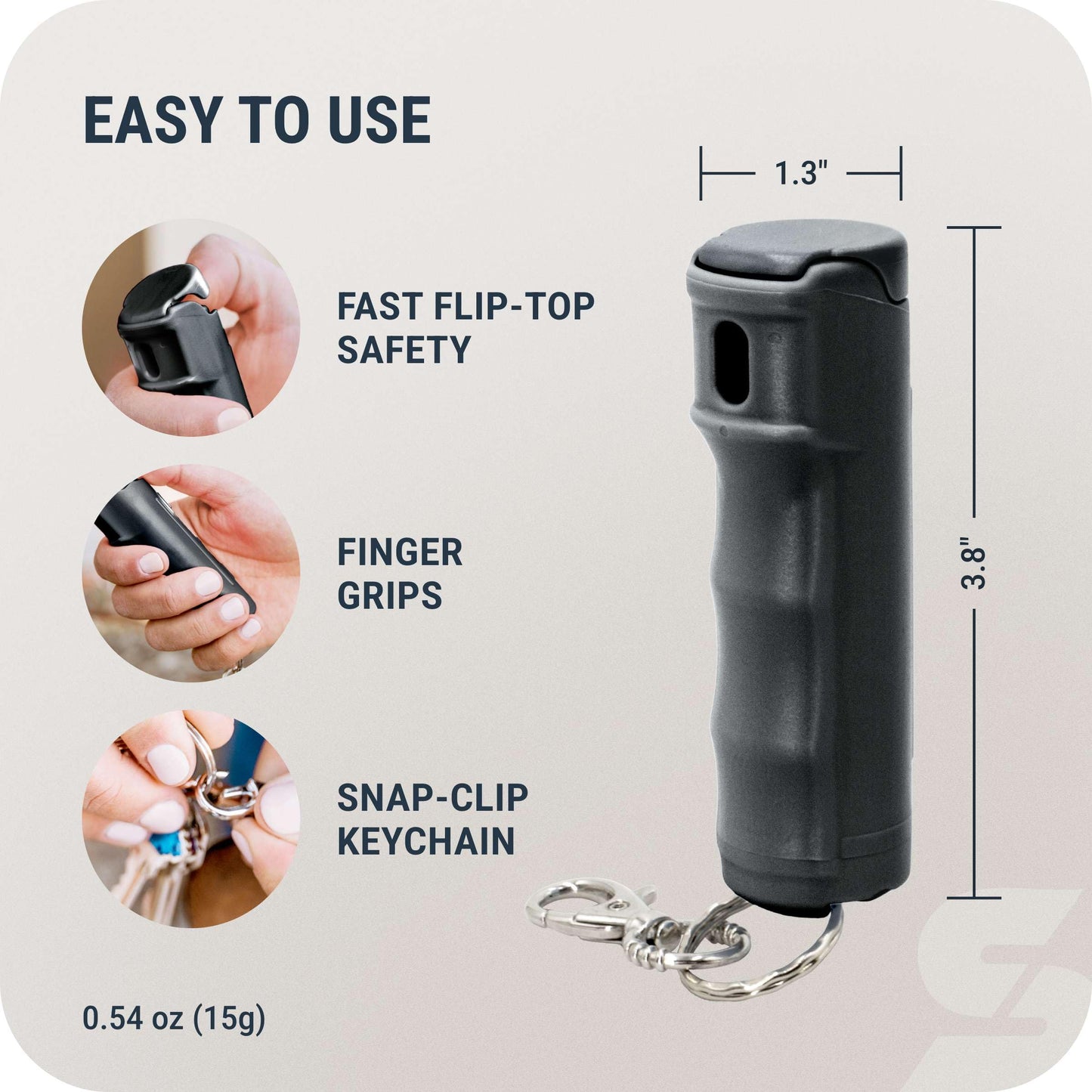 SABRE Pepper Gel Spray with Fast Flip Top Safety & Snap‑Clip Keychain for Self Defense - Max Strength with UV Dye, Finger Grip, Reduces Wind Blowback,10-Sec Spray,14ft Range, Made in USA, 0.54 fl oz
