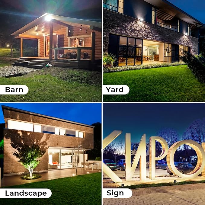 CINOTON 20W LED Flood Lights Outdoor, IP65 Waterproof Exterior Security Wall Lights with 180°Knuckle, 2800LM 120V Outside Aluminum Lighting Fixture for Patio Porch Barn Garage 5000K 2 Pack, UL Listed