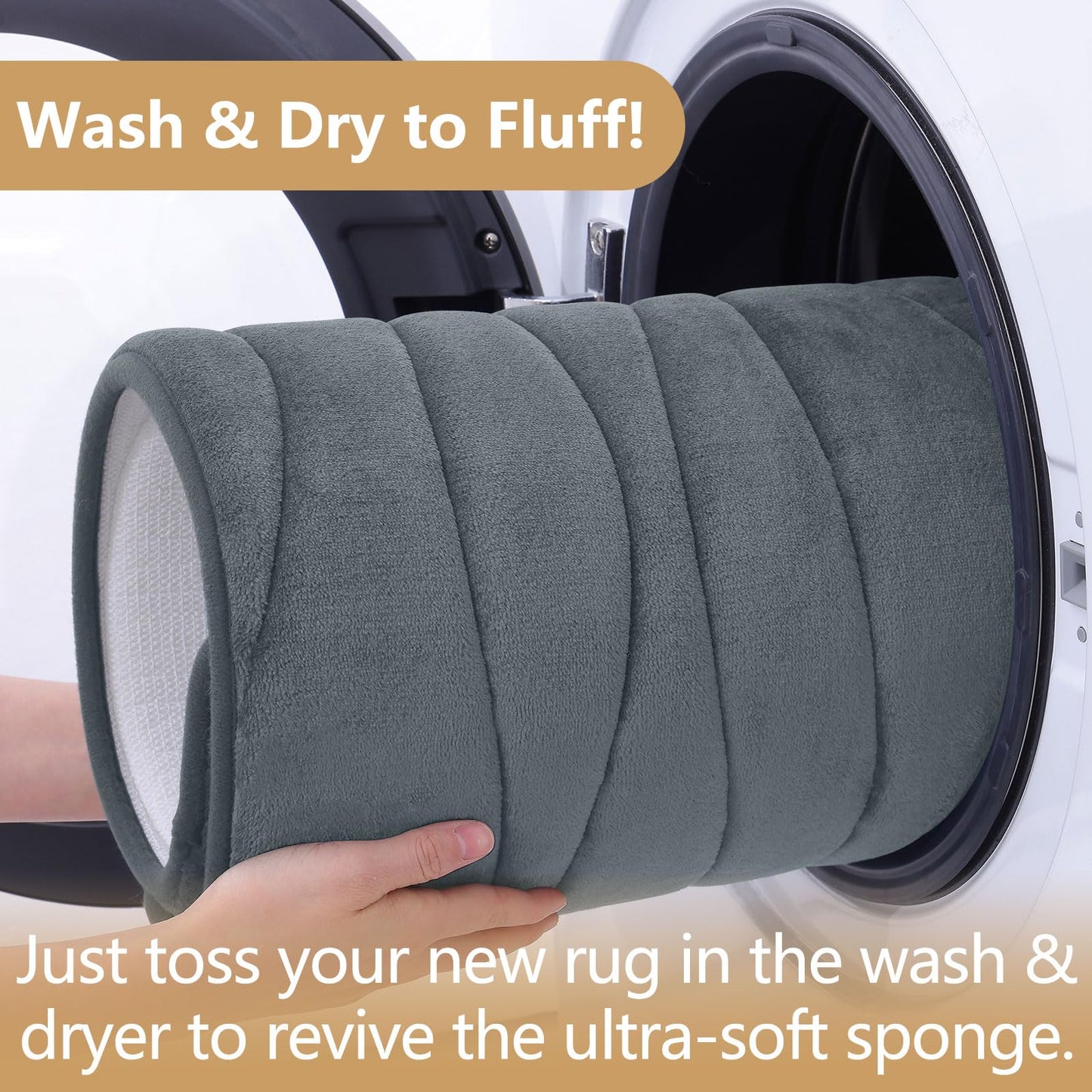 Buganda Memory Foam Bathroom Rug Mat 24x16, Extra Soft and Absorbent Bath Mats, Non-Slip and Machine Washable Bath Rugs for Bathroom Floor,Tub and Shower, Dark Grey