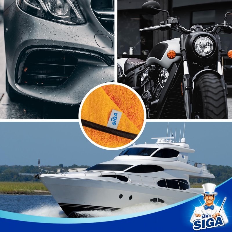 MR.SIGA Professional Premium Microfiber Towels for Cars, Dual-Sided Car Washing and Detailing Towels, Gold, 15.7 x 23.6 inch, 6 Pack