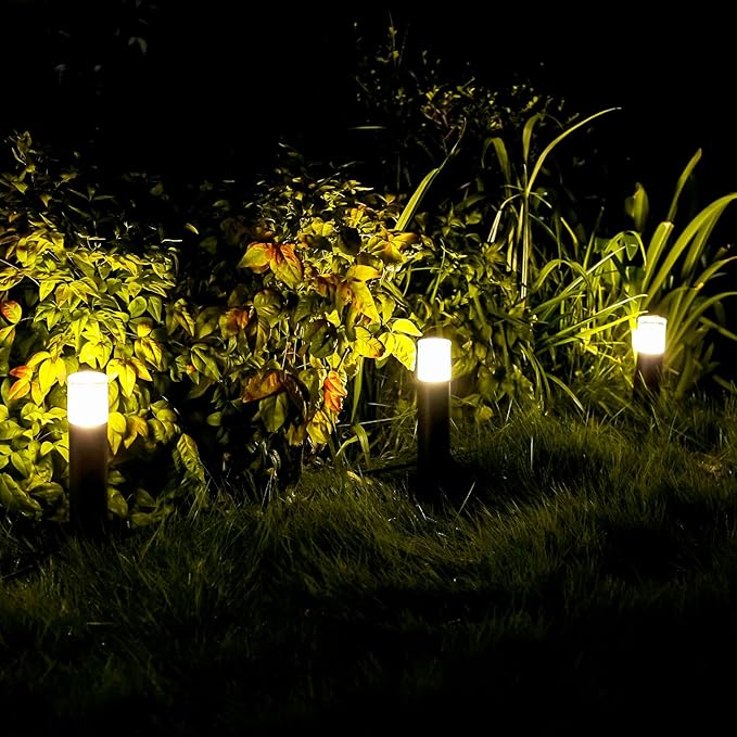 GOODSMANN 8PK Outdoor Low Voltage Bollard Lights 2W 2700K Warm White LED Landscape Pathway Light Kits Bronze Color