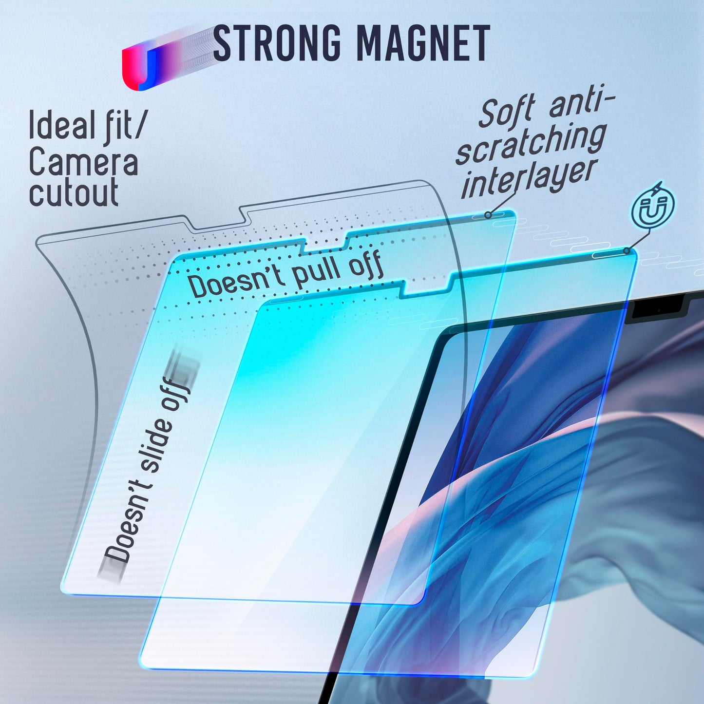 VINTEZ Magnetic Blue Light Screen Protector Compatible With MacBook Air 15" 2023, 2024, M2, M3 Anti Blue Light Blocking Filter for Laptop