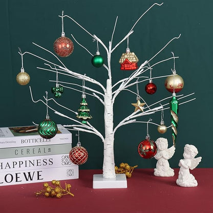 124Ct Red Green and Gold Christmas Ornaments for Tree Set, Shatterproof Assorted Christmas Decorations for Xmas Tree Snowflake Icicle House Ball Ornaments Baubles for Holiday Decor（Red Green Gold）