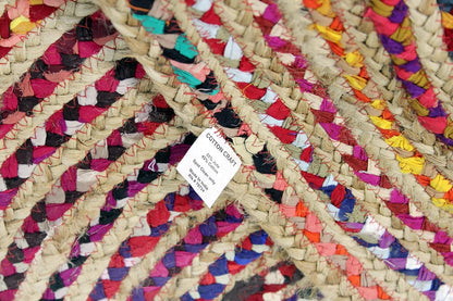 Cotton Craft - Hand Woven Reversible Jute & Cotton Multi Chindi Braid Rug - 4 x 6 Feet Oval - This Rug is Made from Multi Color re-cycled Yarns, Actual Product May Vary in Color from The Image Shown