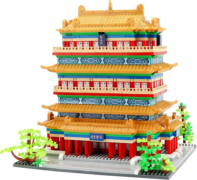 Chinese Architecture Micro Building Blocks Set Stork Tower Collectible 2196PCS Creative Building Sets for Adults Age 14+