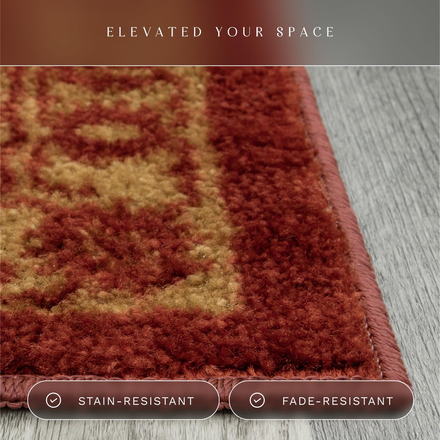 Maples Rugs Georgina Traditional Area Rug – Made in USA – Washable, Non Slip Indoor Carpet for Entryway, Foyer, Kitchen, and Bathroom, 2'6 x 3'10, Red/Gold
