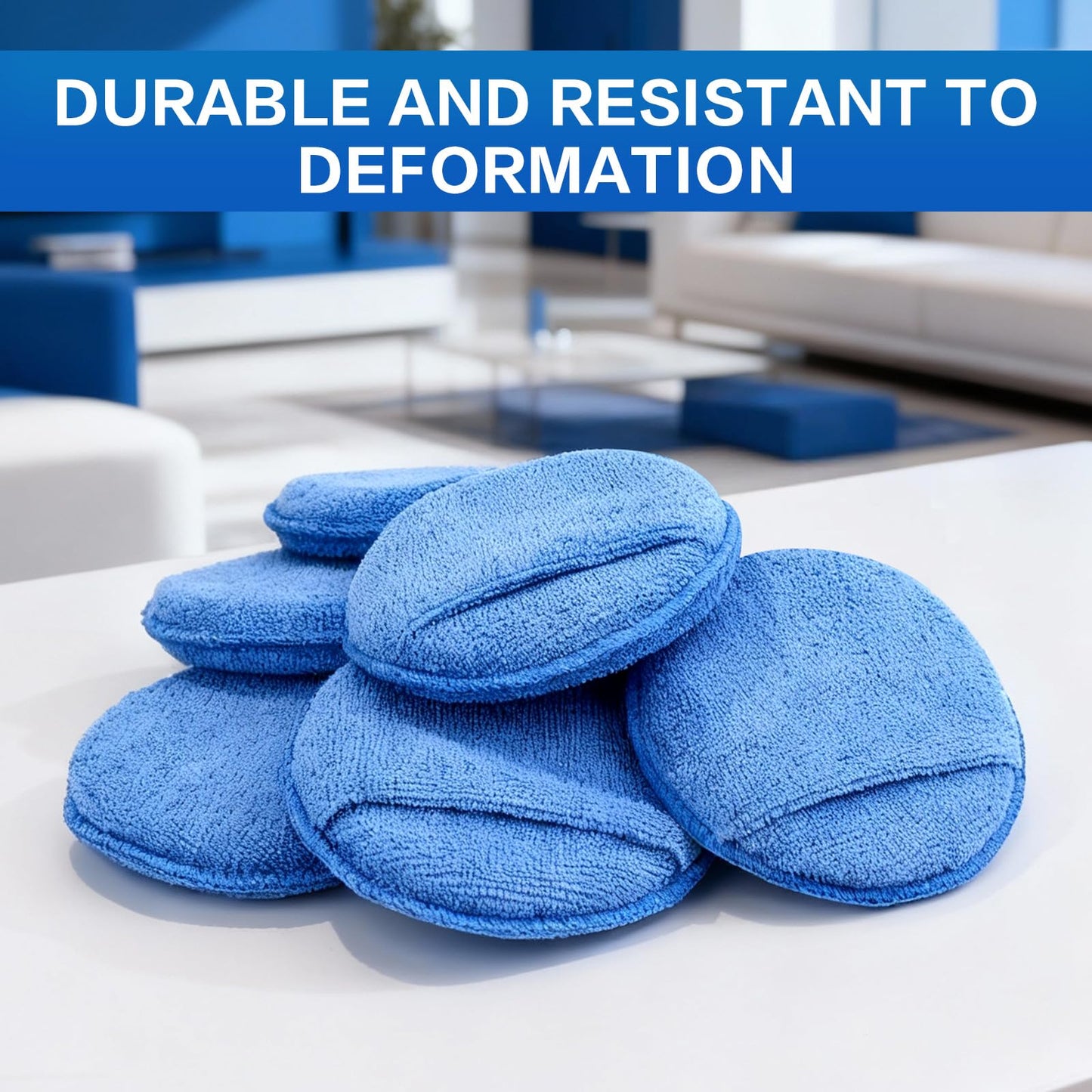 FONASONIC 6 Pack Microfiber Wax Applicator Pads, Car Wax Applicator with Finger Pocket, Detail & Polishing Foam Pad for Car Cleaning and Best Polishing (5 inch)