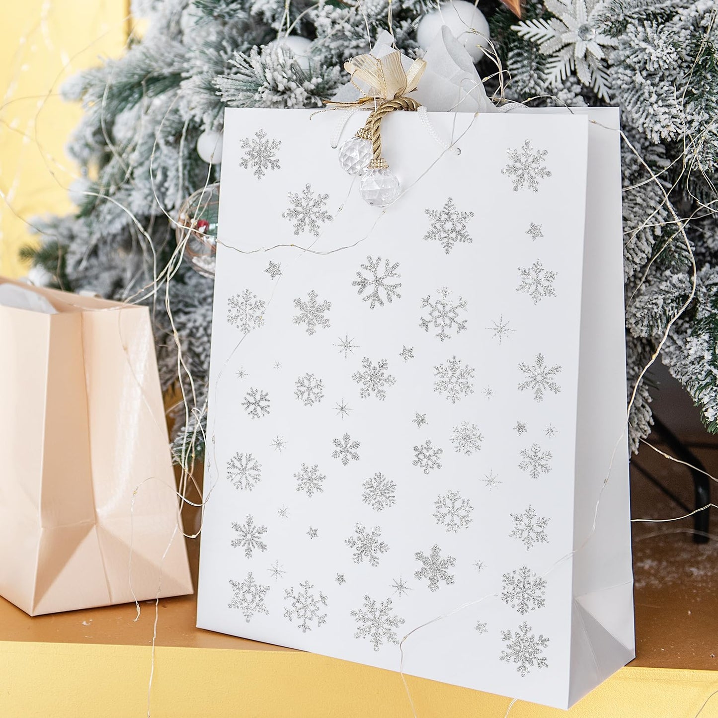 Whaline 330 Pcs Winter Glitter Stickers Silver Snowflake Decals Self Adhesive Stickers for Christmas Home Party DIY Crafts Supplies, 10 Sheets
