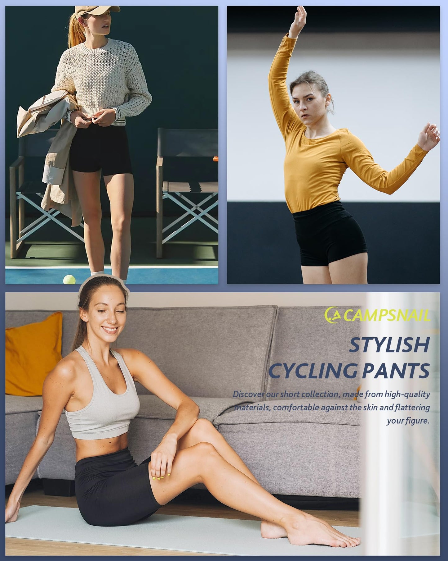 CAMPSNAIL 2 Pack Biker Shorts Women - 5" High Waist Workout Tummy Control Spandex Shorts for Gym Athletic Yoga