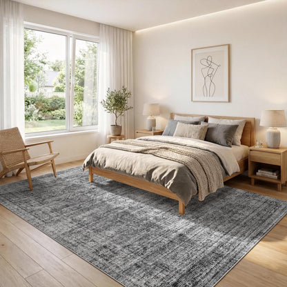 Area Rug 8x10 Washable Rug, Large Soft Rugs for Living Room Vintage Distressed Cashmere Non-Slip Stain Resistant Carpet for Bedroom Dining Room Home Office Gray