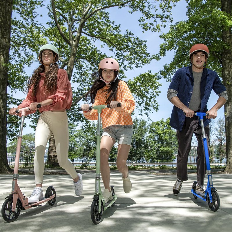 Jetson Hex 2-Wheel Kick Scooter, Sturdy Wide Deck, Rear Brake, Easy-Folding Mechanism, Kickstand, Ages 8+ Blue, JHEX-ABL
