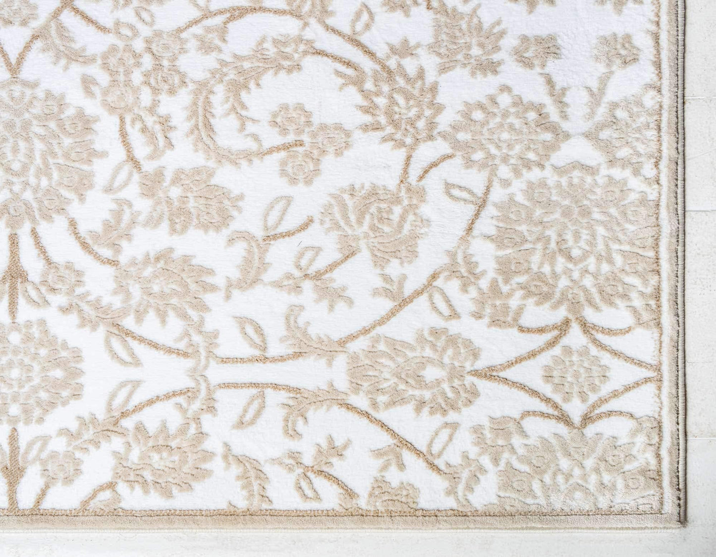 Unique Loom Rushmore Collection Area Rug - Taft (2' x 6' 1" Runner, Snow White/ Beige)