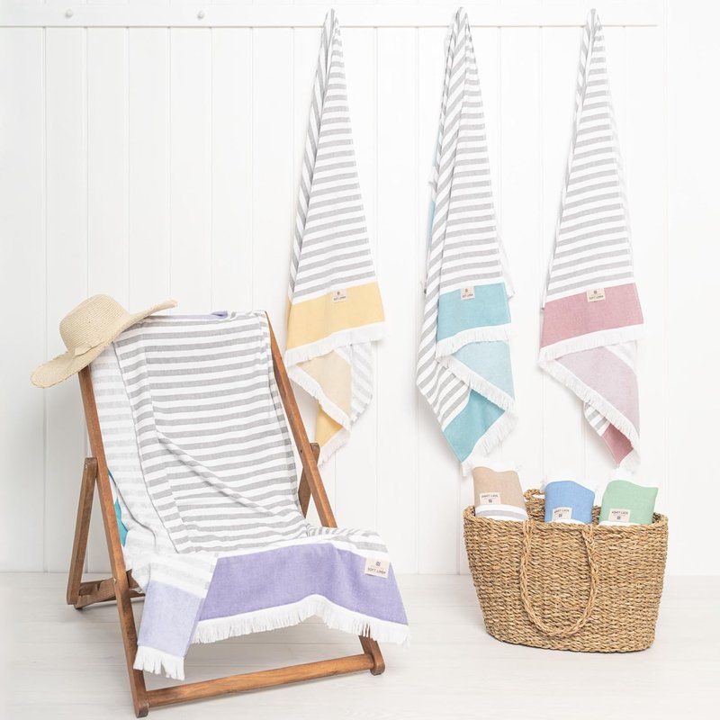 Peshtemal Beach Towels - 100% Cotton Lightweight Quick-Dry Sand-Free | 35"x60", Green