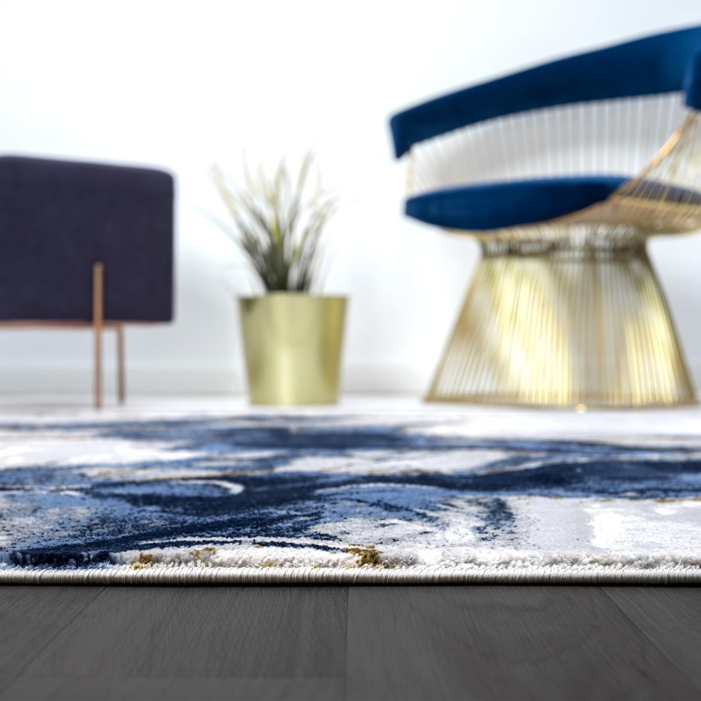 Abani Regal Collection Area Rug - Abstract Grey Blue Design - Washable for Living Room, Bedroom & Office 5' x 8'
