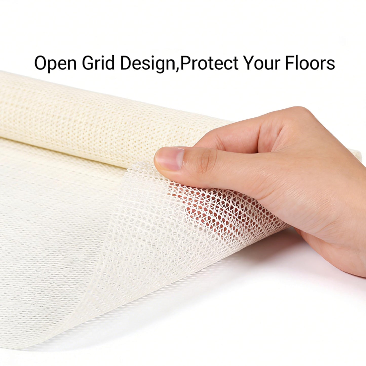 Rug Pad 78.7x59 inches White Non-Slip Gripper Pad for Hardwood Floors & Tile, Area Rug Underlay Protects Floor & Prevents Skidding, Can Be Cut to Any Size
