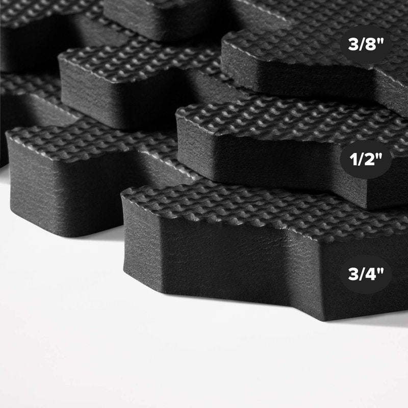 We Sell Mats 3/8 Inch Thick Multipurpose Exercise Floor Mat with EVA Foam, Interlocking Tiles, Anti-Fatigue for Home, or Gym, 24 in x 24 in