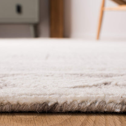SAFAVIEH Abstract Collection 6' Round Ivory/Grey ABT349F Handmade Premium Wool Area Rug