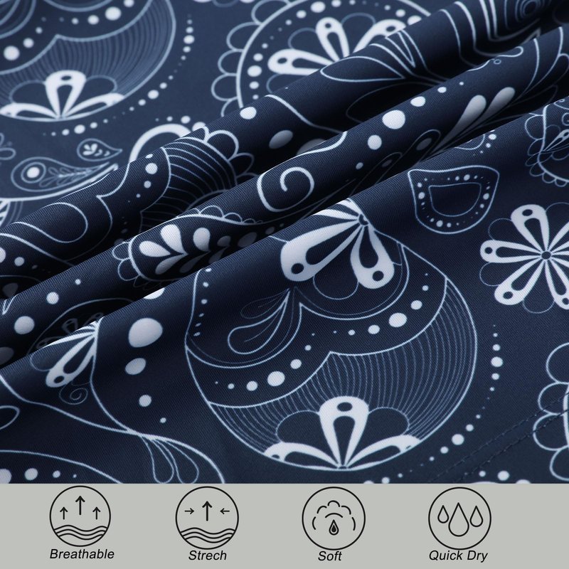 NOOYME 20" Skorts for Women Athletic Modest with Pockets Knee Length Tennis Golf Skirts (3XL,Navy Paisley)