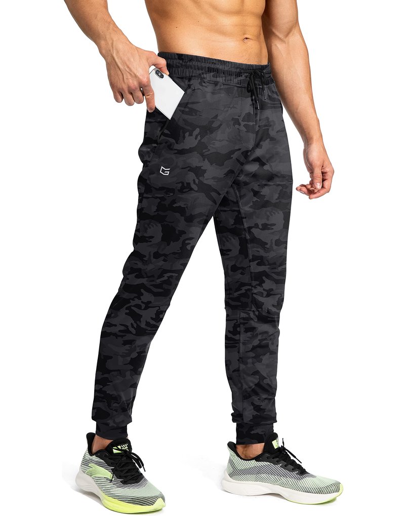 G Gradual Men's Sweatpants with Zipper Pockets Athletic Pants Traning Track Pants Joggers for Men Soccer, Running, Workout(Grey Camo,M)