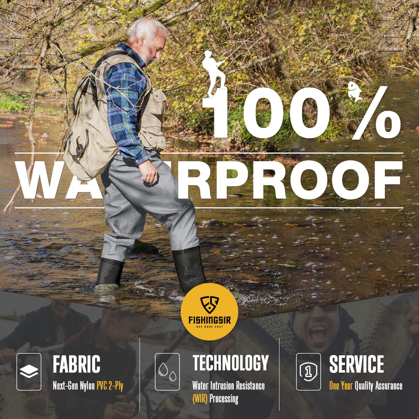 FISHINGSIR Fishing Waders for Men, 2-Ply Nylon/PVC Waterproof Women Chest Wader with Boots, Bootfoot Hunting Waders Camo