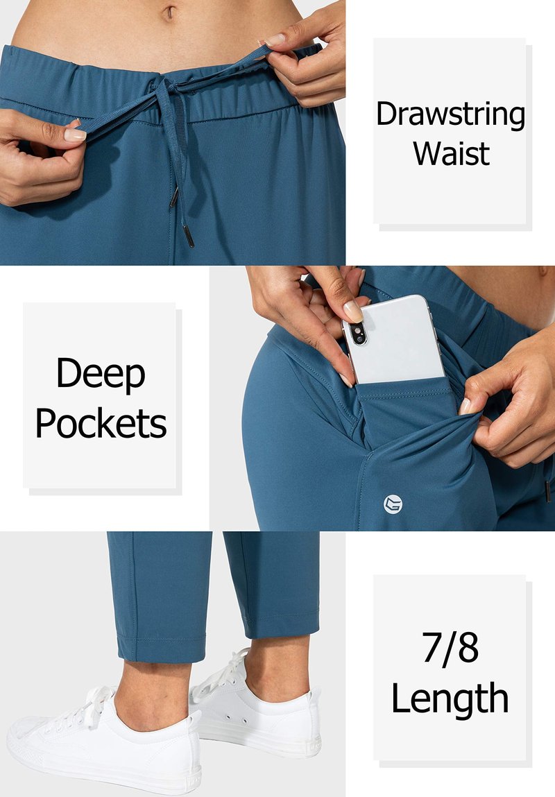 G Gradual Women's Pants with Deep Pockets 7/8 Stretch Sweatpants for Women Athletic, Golf, Lounge, Work (Indigo, XX-Large)