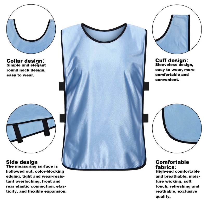 RE-HUO 6 Pack Scrimmage Vests/Sport Basketball Pinnies/Soccer Bibs for Kid and Adult (Sky Blue, XL)