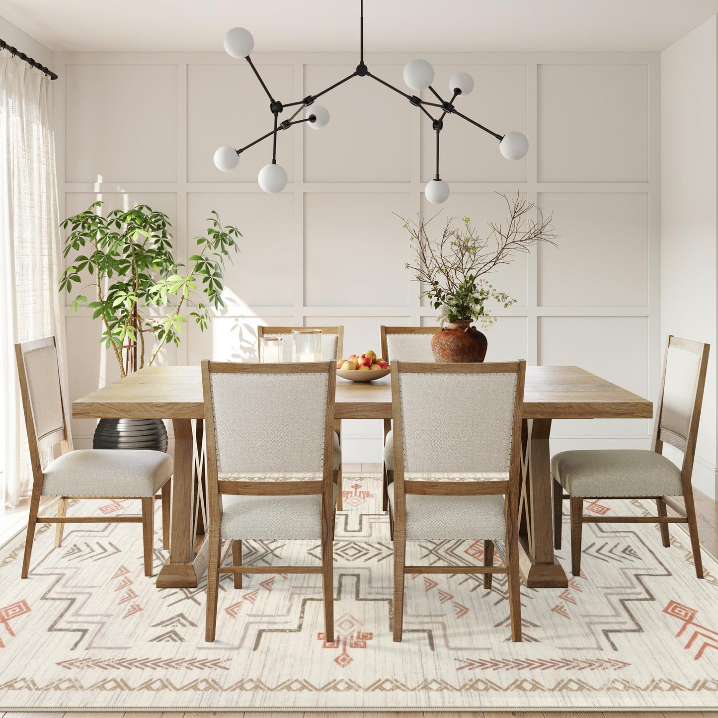 STARUIA Washable 8x10 Area Rug for Living Room, Beige Western Aztec Tribal Moroccan Area Rug, Boys Neutral Rug for Bedroom, Soft Non-Slip Non-Shedding Large Carpet Under Dining Table Home Office