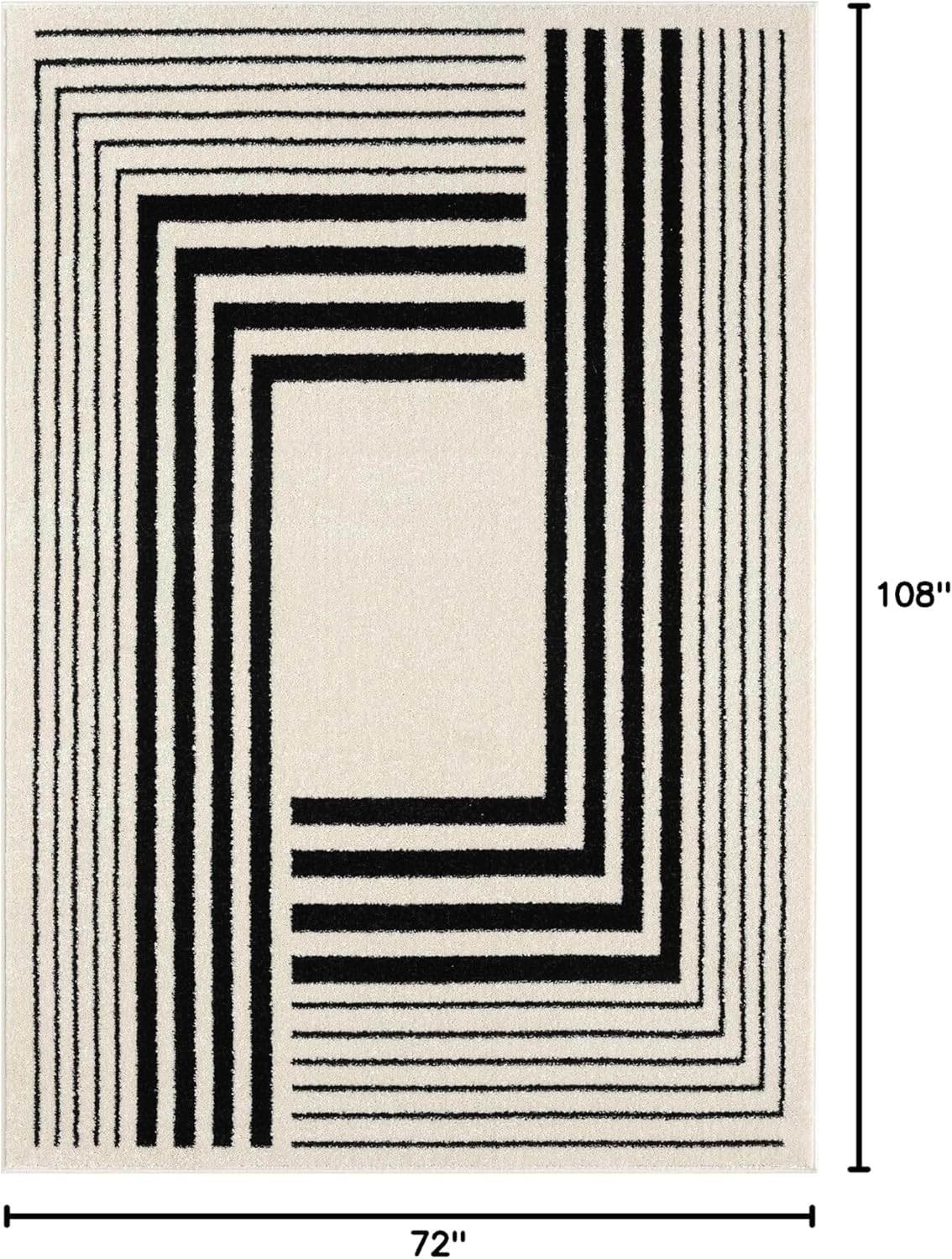 Abani Geometric Beige/Black Area Rug -5'3" x 7'6"- Modern 3D Lines Design - Deco Collection - Easy to Clean - Durable for High Traffic Areas -Living Room, Dining Room - Medium Pile