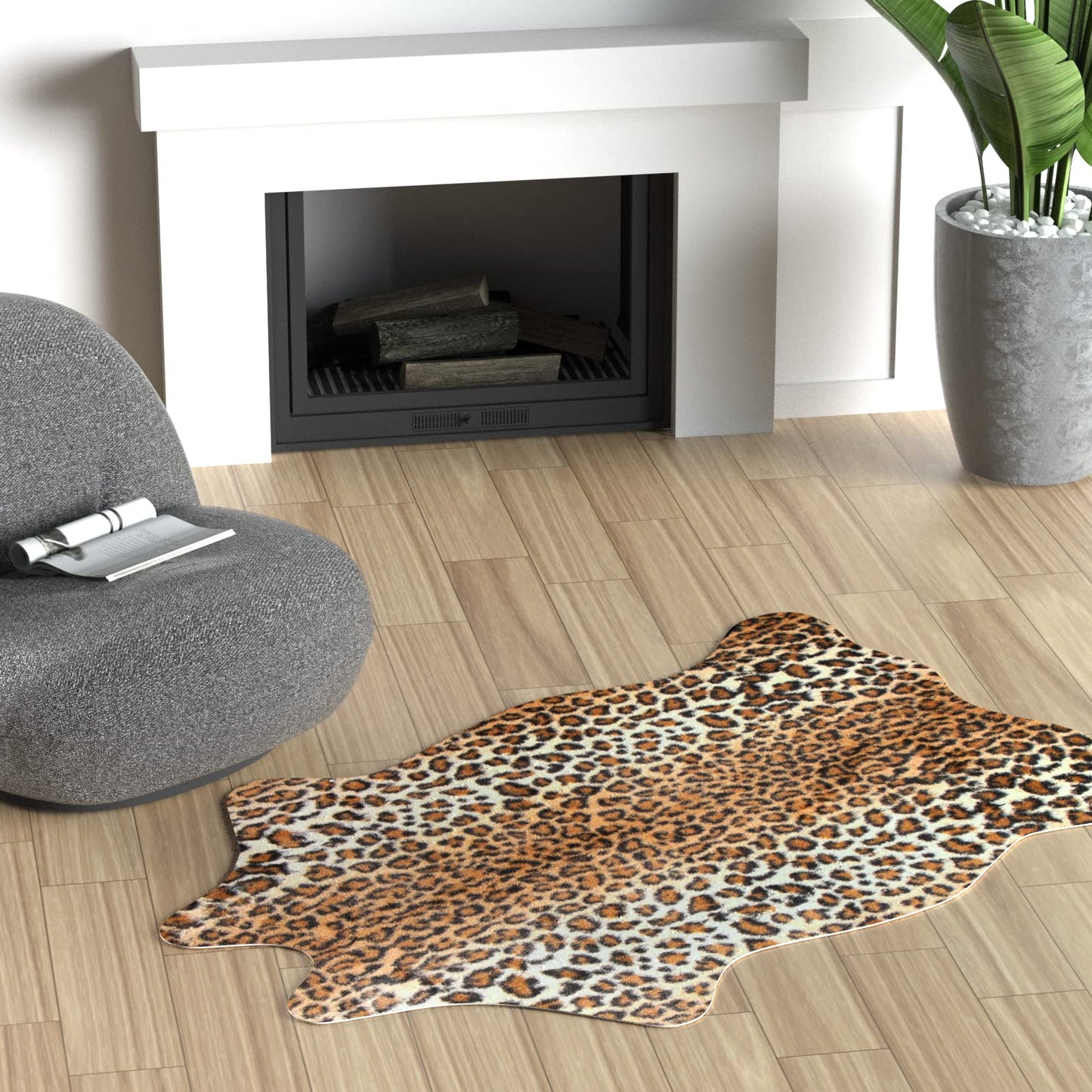 MACEVIA Leopard Rug Cheetah Print Rugs Western Decor for Living Room Bedroom Faux Animal Area Carpet Non-Slip 43.3" L x 29.5" W(3.6ft x 2.4ft)