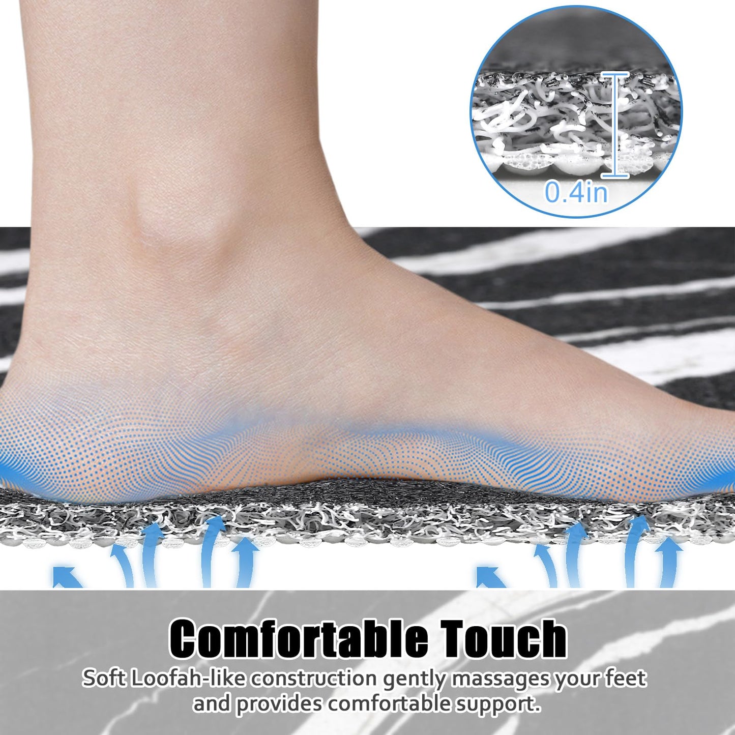 Shower Mat Non Slip: 24x36 Inch Large Shower mats for Inside Shower with Drain Hole in Middle, Super Soft PVC Loofah Massage Shower Floor Mat, Anti Slip Shower Stall Mat, Quick Drying